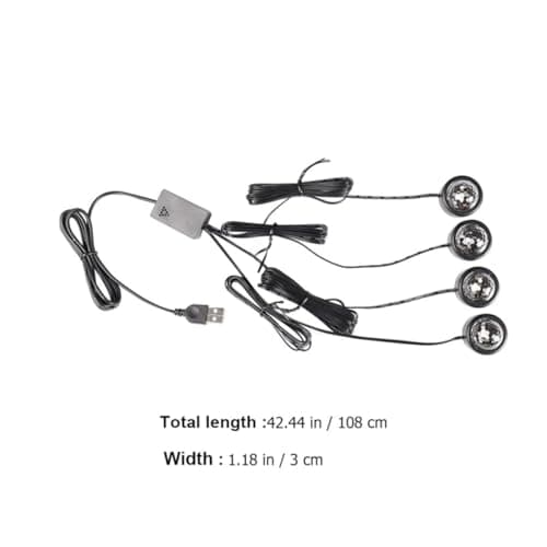 USB LED Car Interior Atmosphere Lamp 4 Head Color Changing — view 2