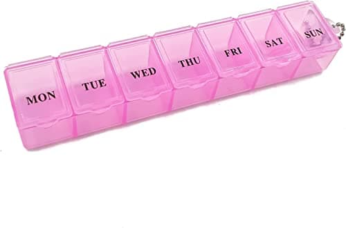 7-Day Pill Organiser Box, 1 Time Daily Medicine Storage Case, Pink