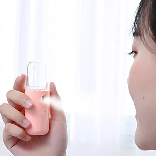 Odorkle Nano Facial Mist Sprayer, ABS USB Rechargeable Portable Face Humidifier, 150mAh Pocket Size Nano Hydration Device with 14 Minute Mist for Dry Skin Travel Office Spa (Pink) — view 2