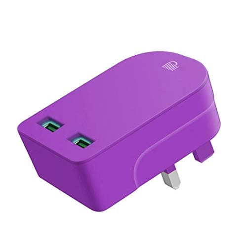 3.1A High Speed Compact Folding Dual USB Plug for Android Tablet iPhone Samsung TAB Huawei & More USB Devices (Purple) — view 4