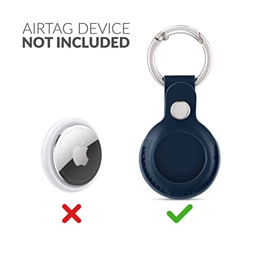 Tirita Personalised Case Keyring Holder Compatible with Apple AirTag 1 & 2 - Leather Case with Key Ring for Apple Air Tag [09- Roses Monogram Gold on Blue] — view 4