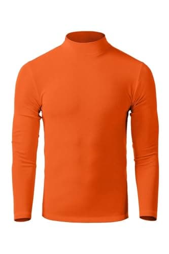 Zengjo Mens Thermal Base Layer Mock Neck Top(Orange,L) — view 6