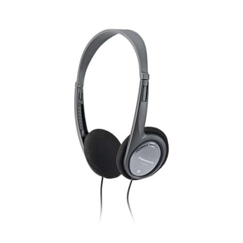 Panasonic RP-HT090E-H Lightweight Stereo Headphones, On-Ear Headphones, 5m Long Cord, Volume Control, XBS, 3.5mm Jack, Black