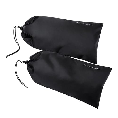 Briggs & Riley Shoe Bags for Travel - Shoe Covers for Men & Women, Luggage Storage Accessories for Packing in Suitcase, Drawstring for Secure Fit - Travel Essentials, Black (Pack of 2)