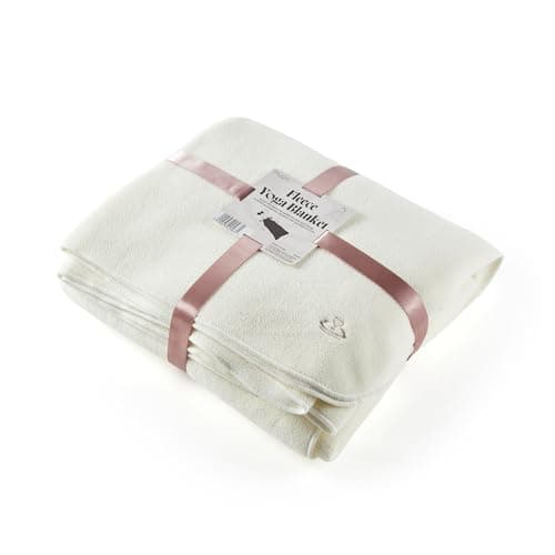 Myga Reversible Fleece Yoga Blanket - Soft, Warm & Lightweight Blanket for Yoga, Meditation and Relaxation - Machine Washable & Cozy Throw for Home & Travel - Large, 200cm x 145cm (Cream)