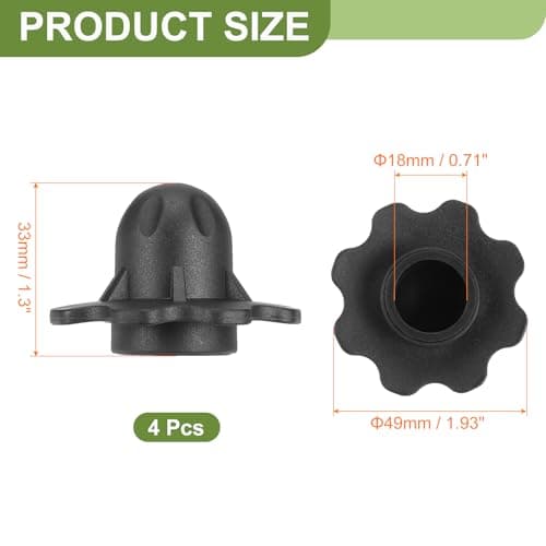 sourcing map 4Pcs Camping Chair Foot Cover, 0.71 Inch Plastic Table Legs Feet Covers Furniture Floor Protectors for Outdoor Moon Chair Folding Furniture Camping Gear, Black — view 2
