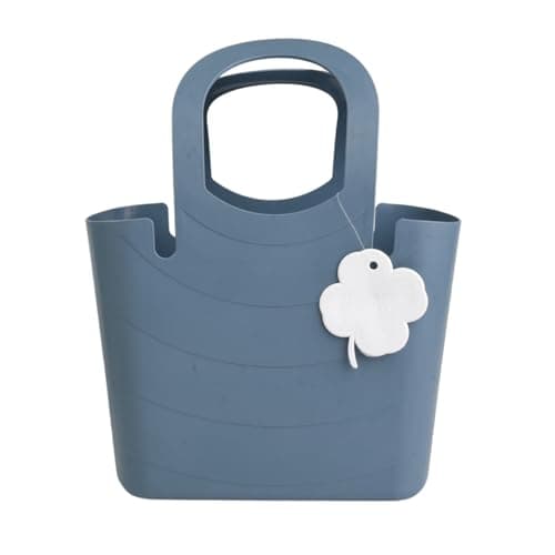 Reusable Tote Shopping Carry All Bag Basket Bucket Travel Foldable Shopping Bags Plastic Large Handles Strong Multipurpose for Laundry Beach Storage Flexible (Blue, Small) — view 4