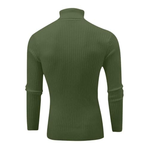 XMWSPO Men's Cable Knit Turtleneck Sweater,Long Sleeve Warm Sweatshirt — view 4