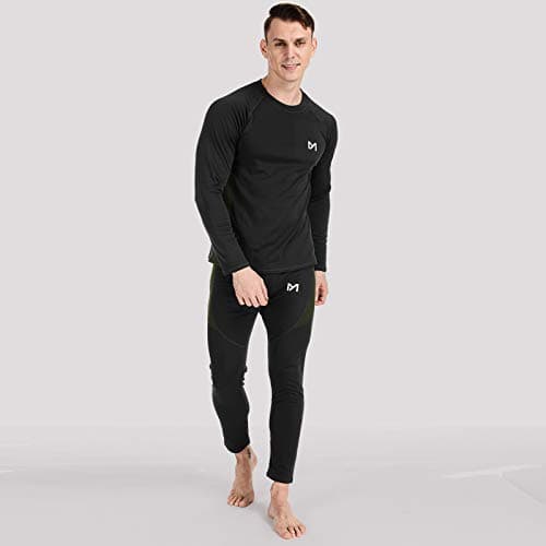 MEETYOO Men’s Thermal Underwear Set, Wicking Long Johns Quick Dry Base Layer Sport Compression Suit for Workout Skiing Running Hiking Black — view 4