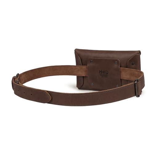 Hide & Drink, Rustic Leather Waist Pouch, Fanny Pack, Bag, Purse, Phone Holder Cable Case, Samsung iPhone, Easy Travel for Digital Nomads Handmade, Bourbon Brown, 10 x 1.75 x 6 inches, Classic — view 2