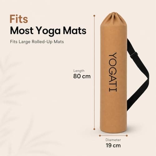 YOGATI® Yoga Mat Bag | Large Synthetic Cotton Yoga Mat Bags for Women and Men with Adjustable Strap | Perfect for Pilates and Exercise Mats | 19x80 cm Yoga and Pilates Mat Bag. Earth Yellow — view 3