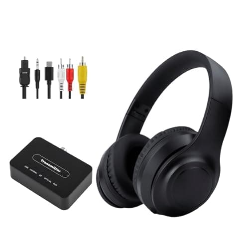 Wireless Headphones with Transmitter for TV Watching, Noise Cancelling TV Headphones for Seniors, HD Stereo Sound Bluetooth TV Headset, No Audio Delay, 30H Playtime, Plug and Play, Gifts for Elderly