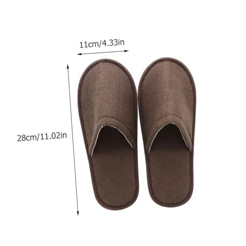 IWOWHERO 10 Pairs Disposable Slippers Non-slip Cloth Hotel Shoes for Travel and Short Term Vacation, Coffee Colour with Anti-skid Feature, Lightweight and Comfortable Guest Spa Slippers — view 2