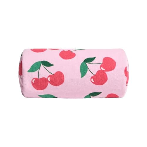 OHS Inflatable Bolster Pillow, Gifts for Women Back Support Beach Pillow with Cherry Soft Microfibre Cover for Sun Loungers Poolside Portable Travel Cushion, 36 x 16 x 16cm