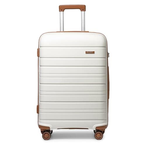 Kono Suitcase 28 Inch Polypropylene Large Check in Luggage (Cream White)
