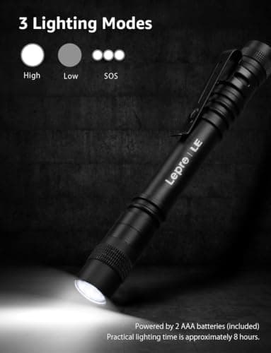 Lepro Small Torch Battery Powered, 2 Pack LED Pen Torches with Clip — view 3