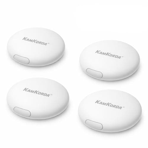KamKorda Smart Tag Tracker, Bluetooth Key Finder, GPS Tracker Tag for Keys, Wallet, Pets, Luggage Tracking Device Compatible with iOS – White (White - 4 Pack)