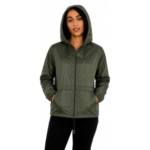 Style It Up Unisex Mens Ladies Water Resistant Plain Raincoat Kagools Jacket Hooded Cagoule (Olive, M) — view 4