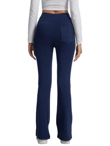 Women Fleece Lined Flared Leggings High Waisted with Pockets M — view 3