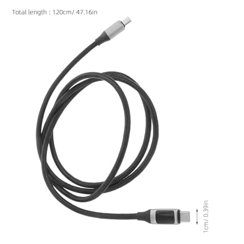 HEATSHAKING LED Display Charging Cable Usb-c Data Cable 100w Nylon Zinc Alloy for Mobile Phones and Tablets Travel Car Use Beige — view 2