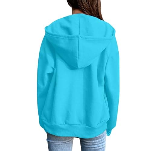 Nuoke Zip Up Hoodie Women Hoodies for Women UK Oversized Hoody Zip Up Sweatshirts Trendy Casual Loose Long Sleeve Comfy Fall Winter Fashion Outfit Sky Blue — view 4
