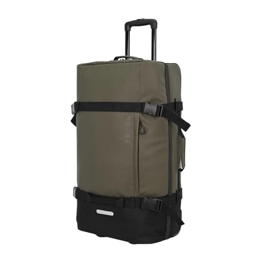 Hodge & Hodge Safari Duffle Suitcase 24” Lightweight Soft Shell Luggage with Inline Wheels, Water-Resistant PU Exterior, Telescopic Handle, Compression Straps, Lockable Zippers, Front Pocket