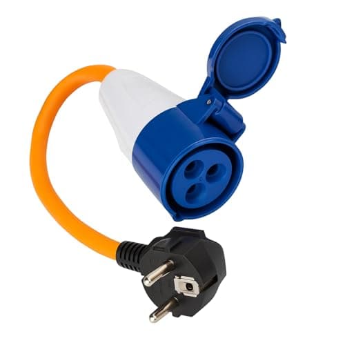 HowseHold European Hook Up Adapter 16 amp to 230v, 3 Pin to EU plug for camping Caravan Motorhome Mains to EU Plug