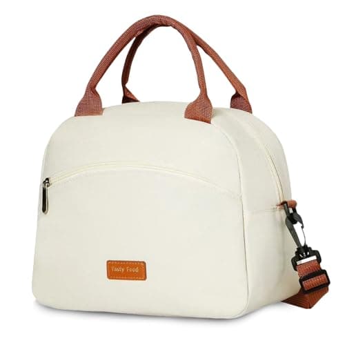 YIGAARUI Insulated Lunch Bag for Men Women with Shoulder Strap & Handles, Leakproof Thermal Cooler Tote for Work School Picnic Travel (Beige)