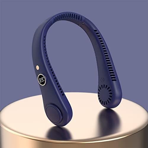 GALER Neck Fan, Portable Rechargeable, Bladeless Neck Fan LED Display Mini 360° Cooling Personal Fans, 5 Speed Leafless Hanging USB Wearable Fans for Women Men Home Office Travel (Blue+) — view 3