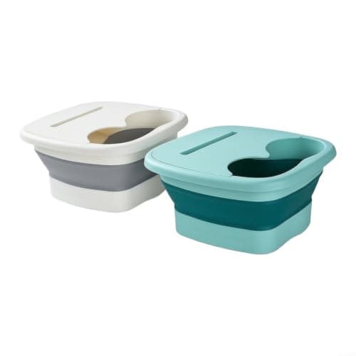 Folding Foot Bath Tub With Phone Holder, Portable Soak Basin 2 Pack White