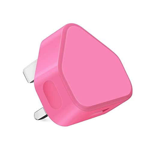 AMO® Charger Plug, UK 3 Pin Plug Charger, Adapter Compatible with Samsung Galaxy Compatible with iOSiPhone iOSiPad Sony Tab HTC Windows Phone Tablet Laptop and Many more (Bright Pink) — view 2
