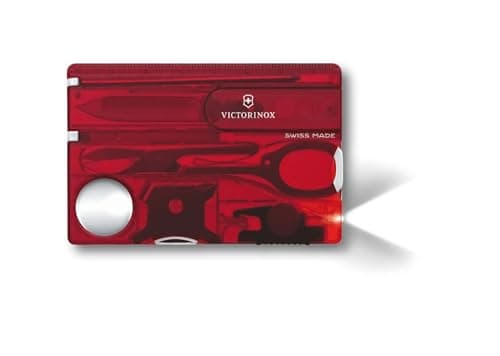 Victorinox Swiss Card Lite Multitool, 13 Functions, LED, Red Transparent