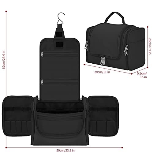 Vinsani Premium Toiletry Bag 5 Compartment Travel Wash Bag Unisex, Black — view 6
