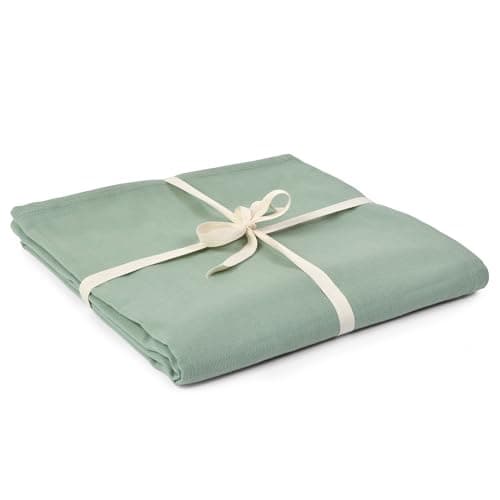 Yoga Studio Organic Cotton Yoga Blanket – 142 x 205cm Meditation Blanket, GOTS Certified, Compact, Easy-To-Carry. Yoga Essentials (Sage Green)