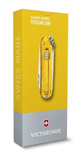 Victorinox Classic SD Mini Swiss Army Knife, Camping Pocket Knives, 7 Functions, Blade, Keyring, Yellow Transparent — view 4