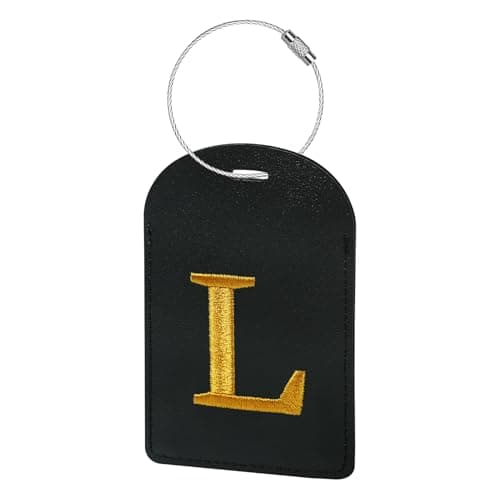 Gloppie Personalized Initial Luggage Tags for Suitcases,TSA Approved Letter Luggage Tag, Embroidered Monogrammed Travel Bag Tags Black L