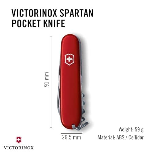 Victorinox Swiss Army Knife Spartan Pocket Knife, 12 Functions, Red — view 3