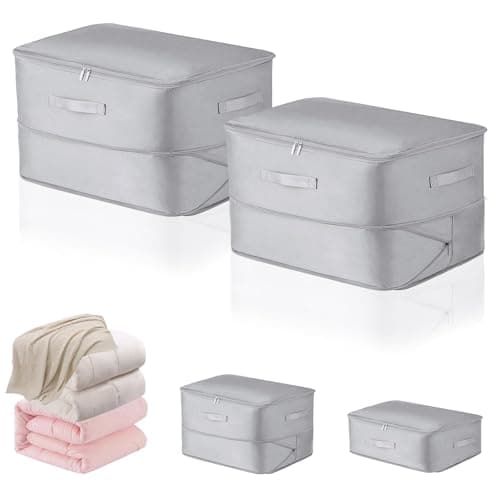 Gemsaya 2 Pack Self Compression Storage Bags, Foldable Duvet Organisers
