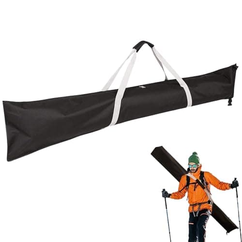 Ski Storage Bag 185cm, Ski Carrier Bag Waterproof Transport Organizer for Skiing and Snowboard, Portable Durable Snowboard Protection for Car, Travel, Winter Sports Gear Storage (Black 1 piece)