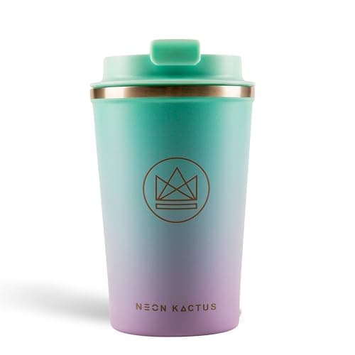 Neon Kactus Insulated Reusable Coffee Cup/Travel Mug (Purple/Green)