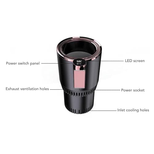 Alomejor Car Drink Cooler Warmer LCD Screen Display Temperature Car Cup Cooler Heater for Road Trip Aluminum (Purple) — view 2