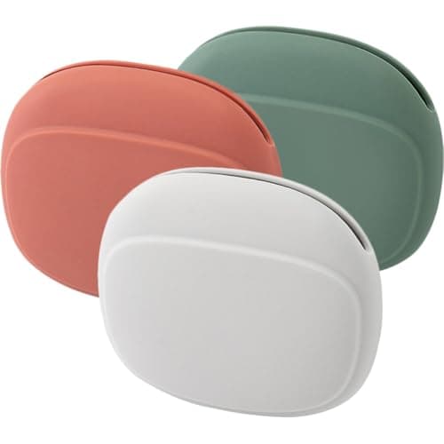 TOKIDNY 3pcs Silicone Earphone Cable Organizer Bag Small Travel Accessories Case Sundries Storage Pouch Portable Carrying Case for Headphones in Quiet Grey, Bamboo Green and Coral Red