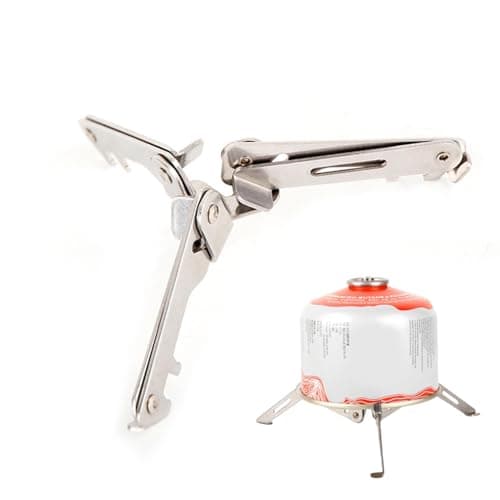 Camp Stove Stand - Tripod Bracket for Gas Can Stabilizer | Foldable Stainless Steel Tank Holder | Portable Cooking Stove Base for Camping | Hiking Burner Support for Outdoor Kitchen | Travel
