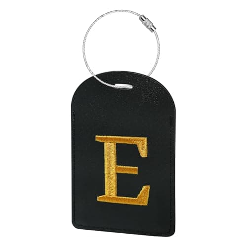Gloppie Initial Luggage Tags TSA Approved Letter Luggage Tag for Suitcases, Embroidered Monogrammed Travel Bag Tags Black Baggage Tag E