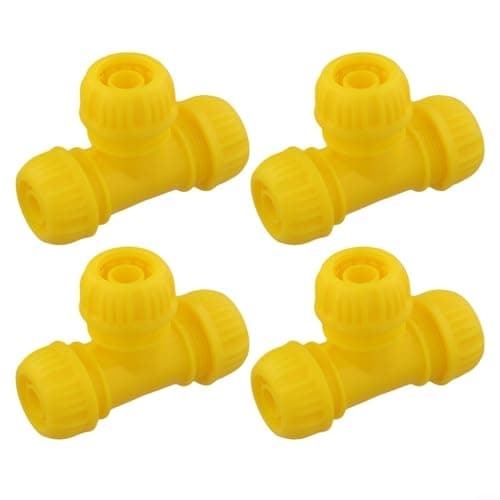 4 Pack Garden Hose Splitter 3 WAYs, Quick Connect Fitting Yellow, Leak Proof Water Diverter for Outdoor Irrigation, Plastic Hose Joiner Set with Multi Size Pipe Connector (1in, (1/2inch)