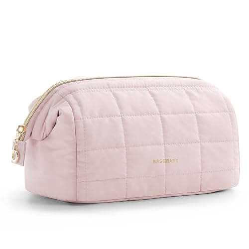 BAGSMART Small Travel Makeup Bag for Women, Wide Opening Cosmetics Bag
