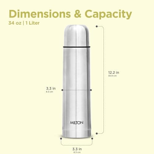 Milton Flask 1 Litre (34 oz) Insulated Water Bottle with Cover, Flip Lid — view 5
