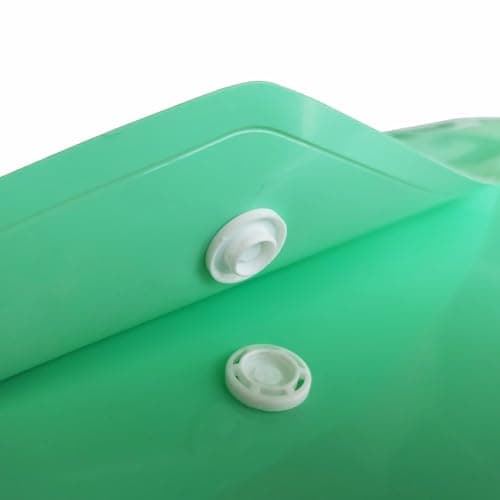 Eason BROS A4 Plastic Popper Wallets - 10 PCS Green Document Wallets with Button Closure, Durable Poly Envelope Folders for A4 Paper, Files & Certificates, Office, School & Home Filing — view 4