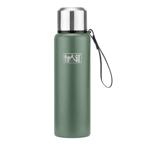 Trail Vacuum Flask with Strap, Camping & Travel, 800ml, Green