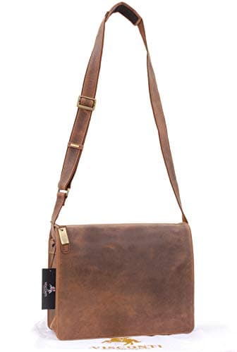 VISCONTI - Medium Genuine Leather Messenger Bag - Harvard 18548 Oil Tan — view 3